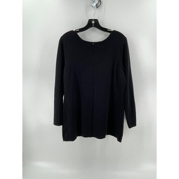 Nic + Zoe Women's Petite Black Long Sleeve Rhinestones Zip Knit Sweater Size PL - Picture 3 of 12